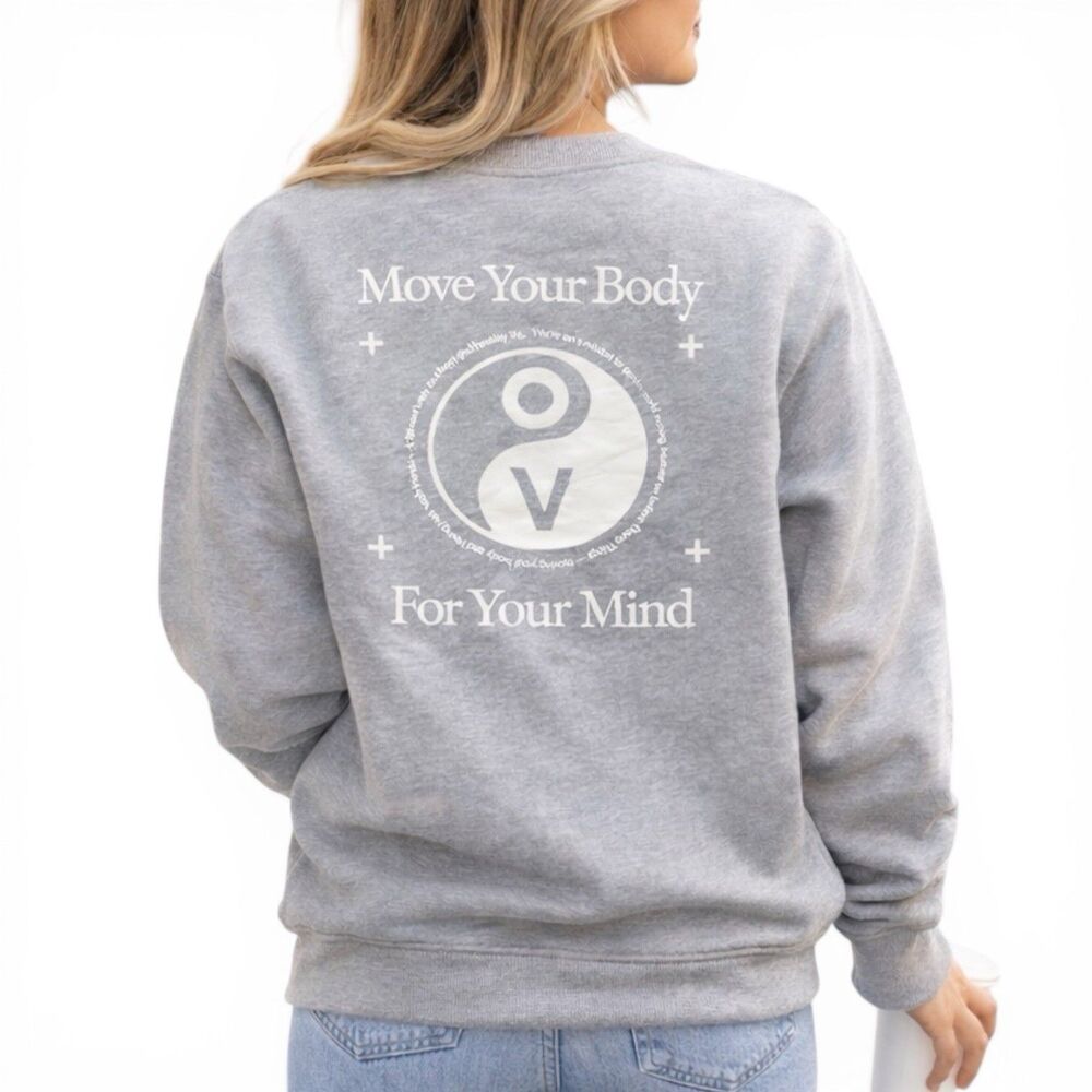 Outdoor Voices Gray Graphic Crewneck Pullover Sweatshirt‎